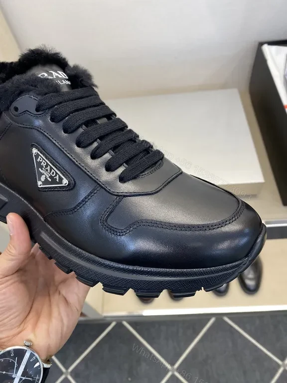 View 6 of Prada-Style Leather High-Top Sneakers: Lux Warmth