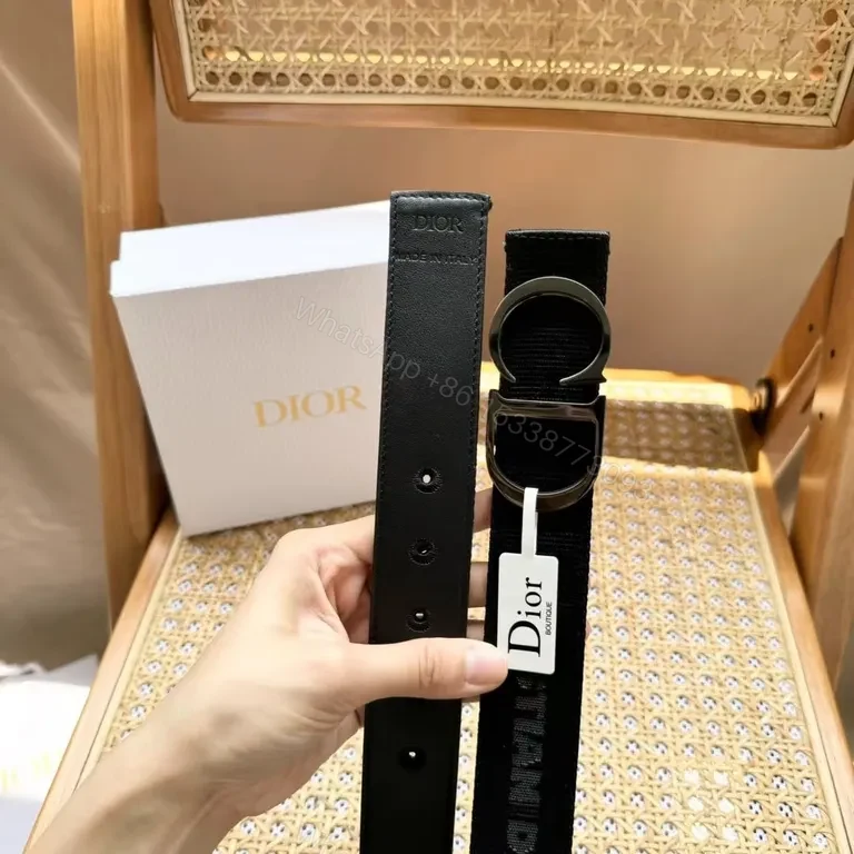 View 5 of Bold Black Dior-Influenced Webbing Belt: Modern Luxe Edge