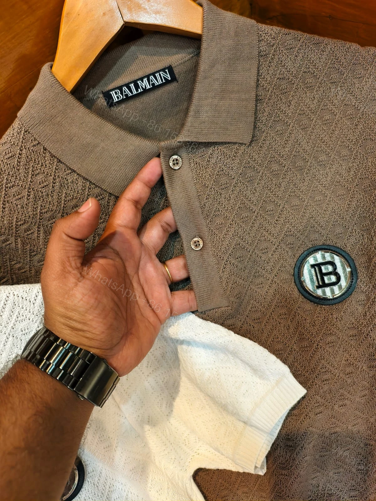 View 4 of FIRST COPY BALMAIN IMPORTED SUMMER BREATHABLE FABRICS COLLAR POLO T-SHIRT
