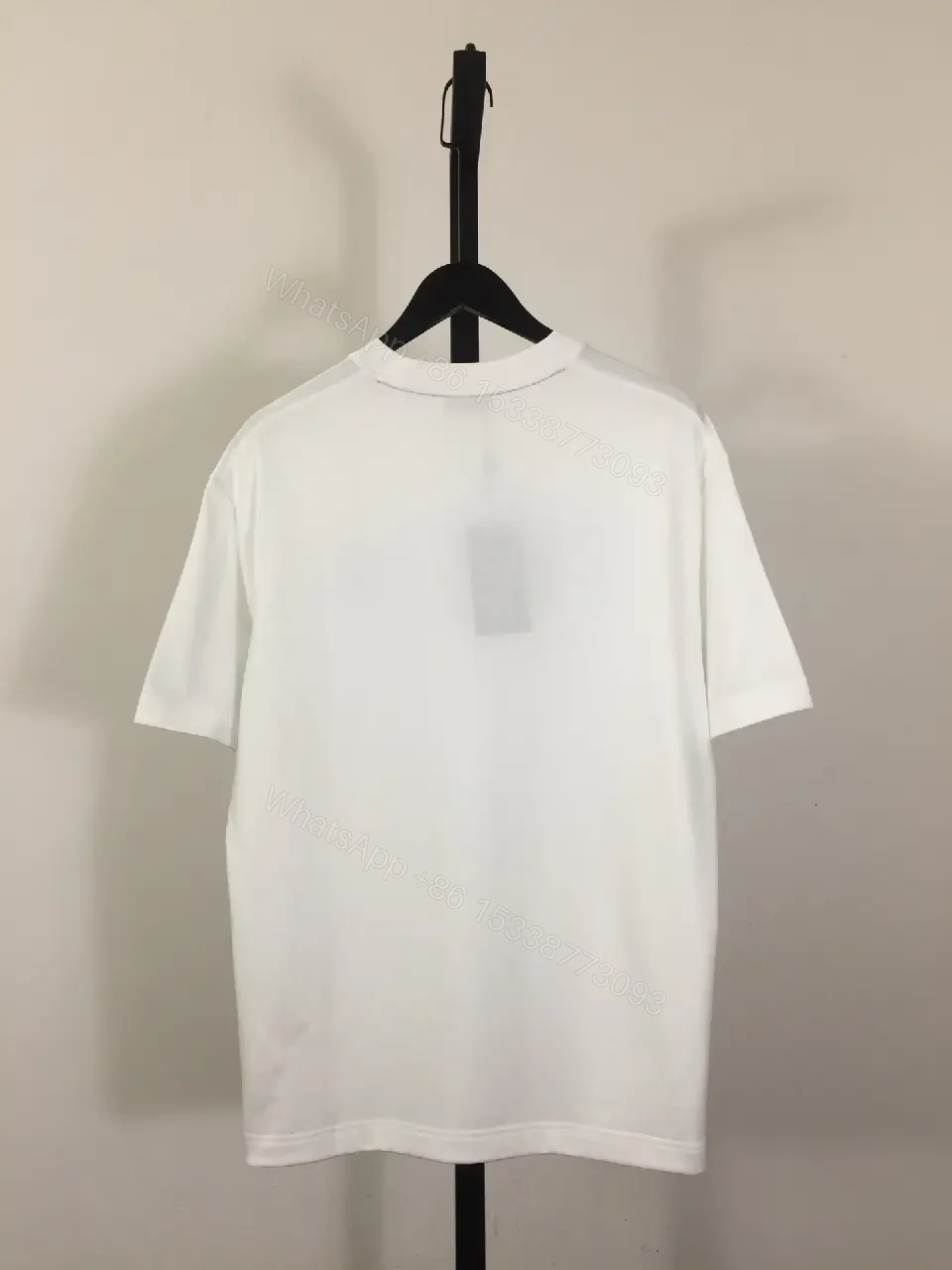 View 4 of White/Blue Textured FENDI Logo Crewneck T-Shirt