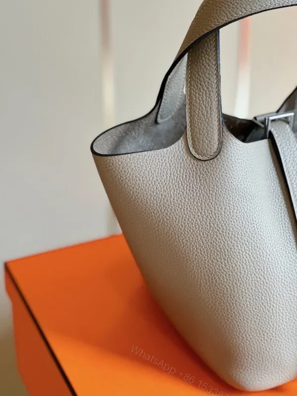 View 4 of HN 18 Gray togo leather Sliver Hardware