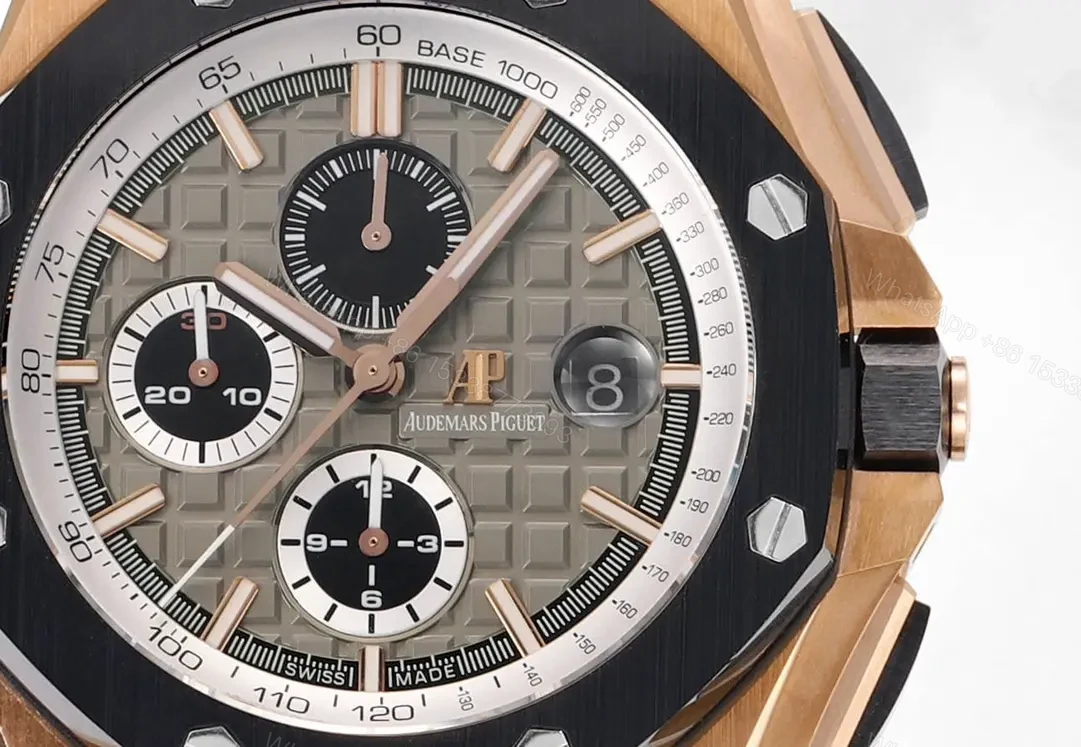 View 2 of APS Factory Audemars Piguet Royal Oak Offshore Chronograph Watch – Rose Gold with Black Rubber Strap, Grey Dial
