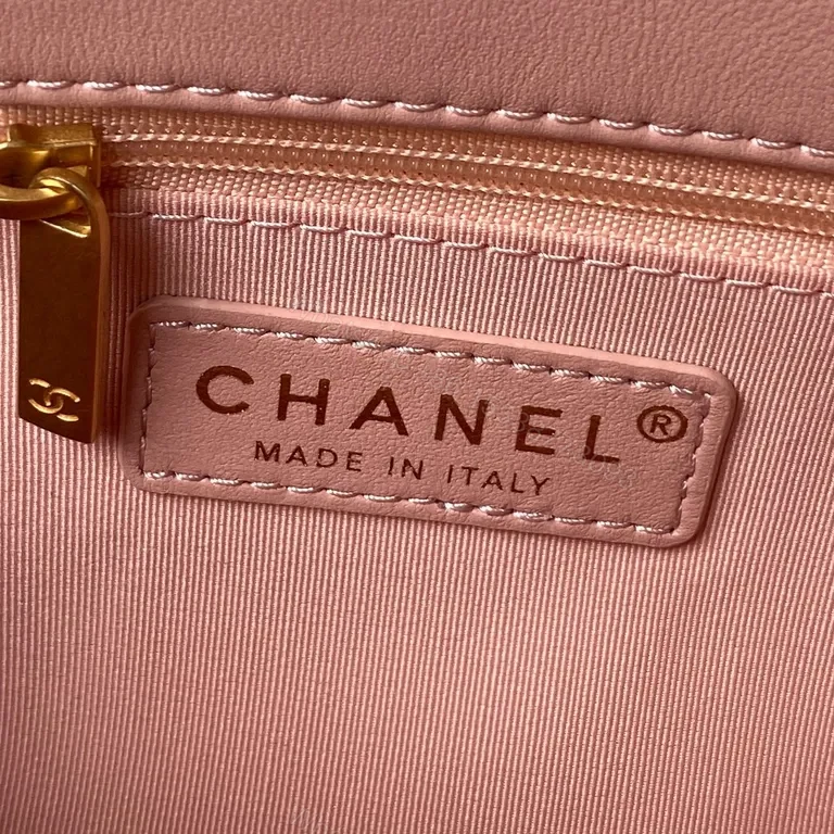 View 4 of Soft Pink Quilted Leather Shoulder Bag with Gold Hardware - Lux Collection