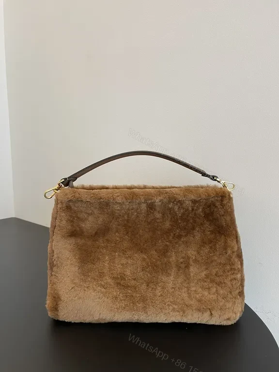 View 9 of Luxurious Fendi Fur Bag: Gold-Logo, Soft Texture, chic silhouette