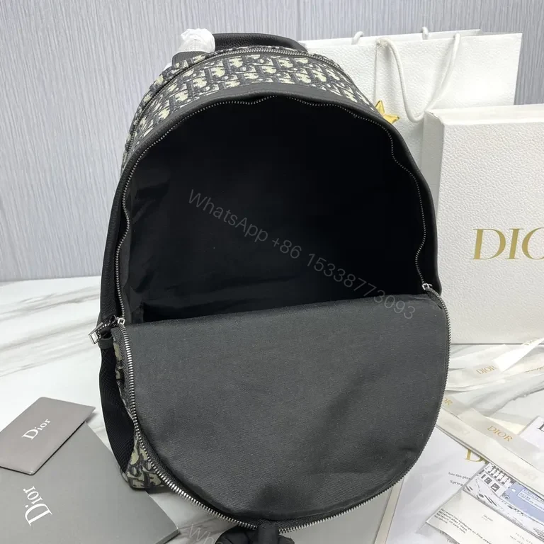 View 5 of Dark Oblique-Pattern Nylon Backpack: Luxe Everyday Utility