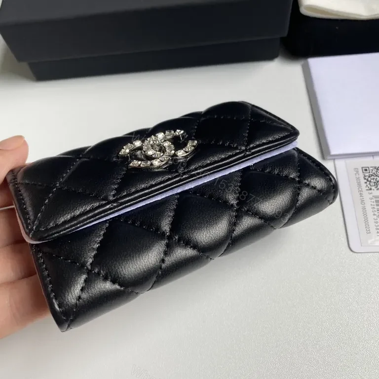 View 2 of Chanel-Inspired Quilted Cardholder Wallet: Compact Luxury