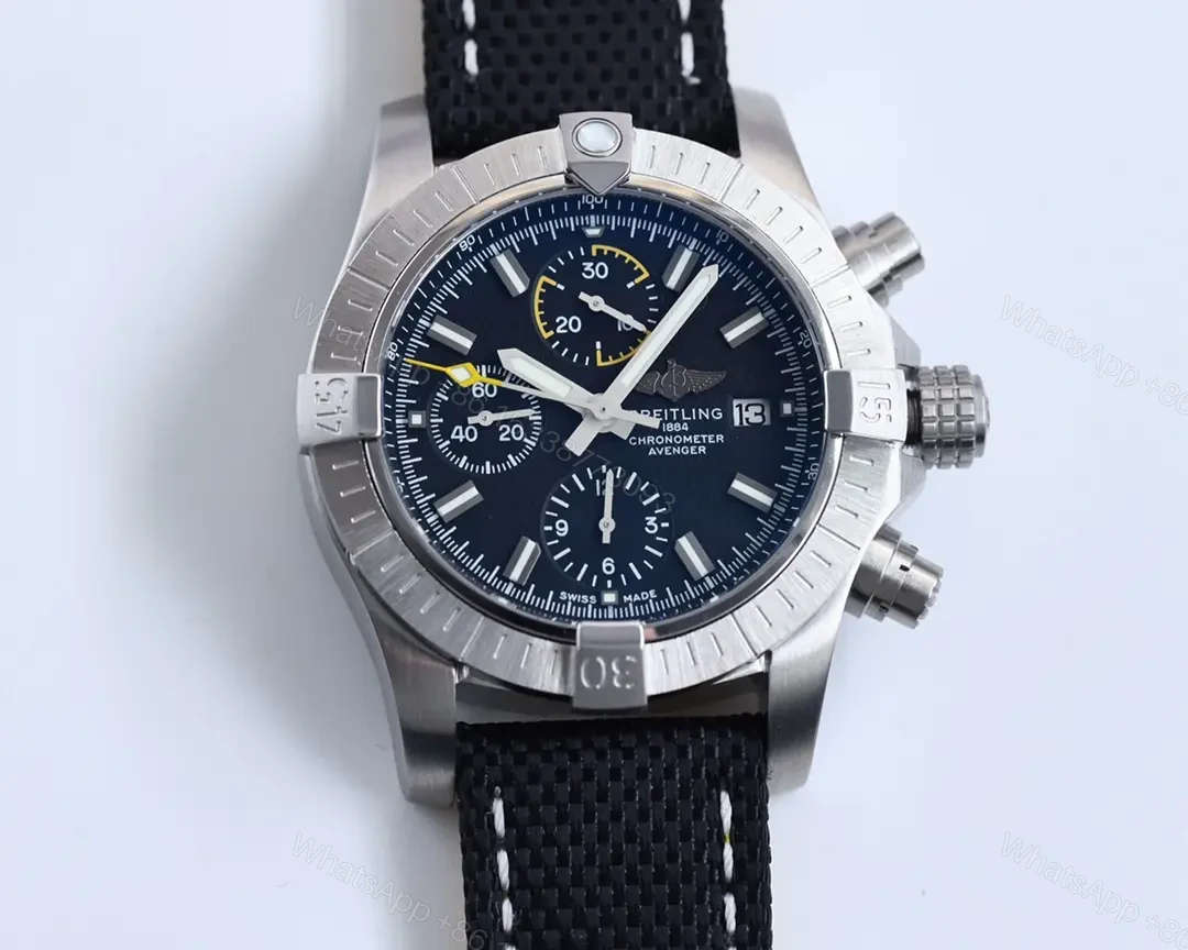 View 8 of JF Factory Breitling Avenger Chronograph 43 – Blue Dial with Blue Fabric Strap