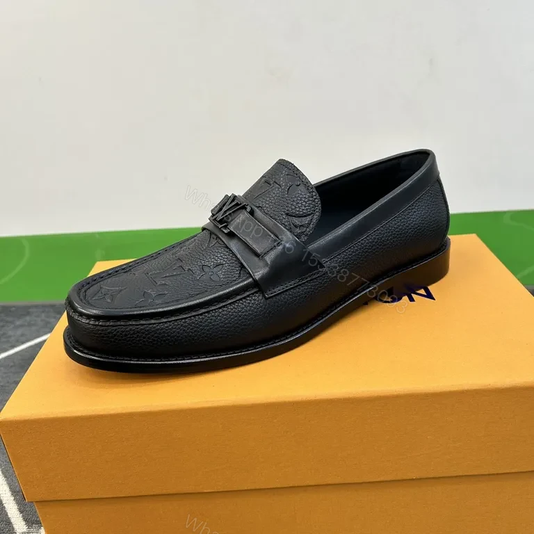 View 9 of Refined Monogram Leather Driver â€“ Black Oxford Loafer