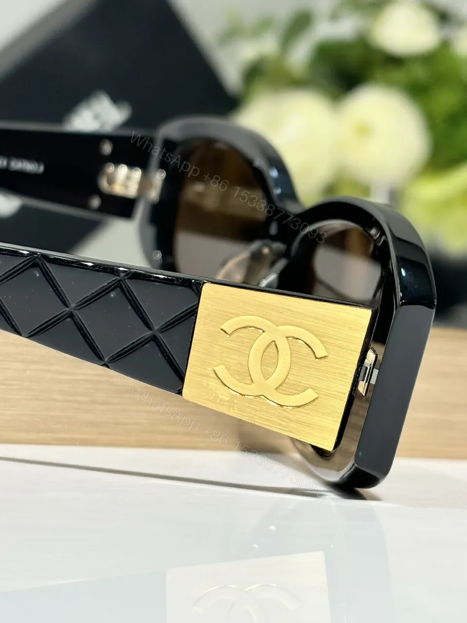 View 4 of Black Acetate Sunglasses | Lattice Accent & Gradient Lenses