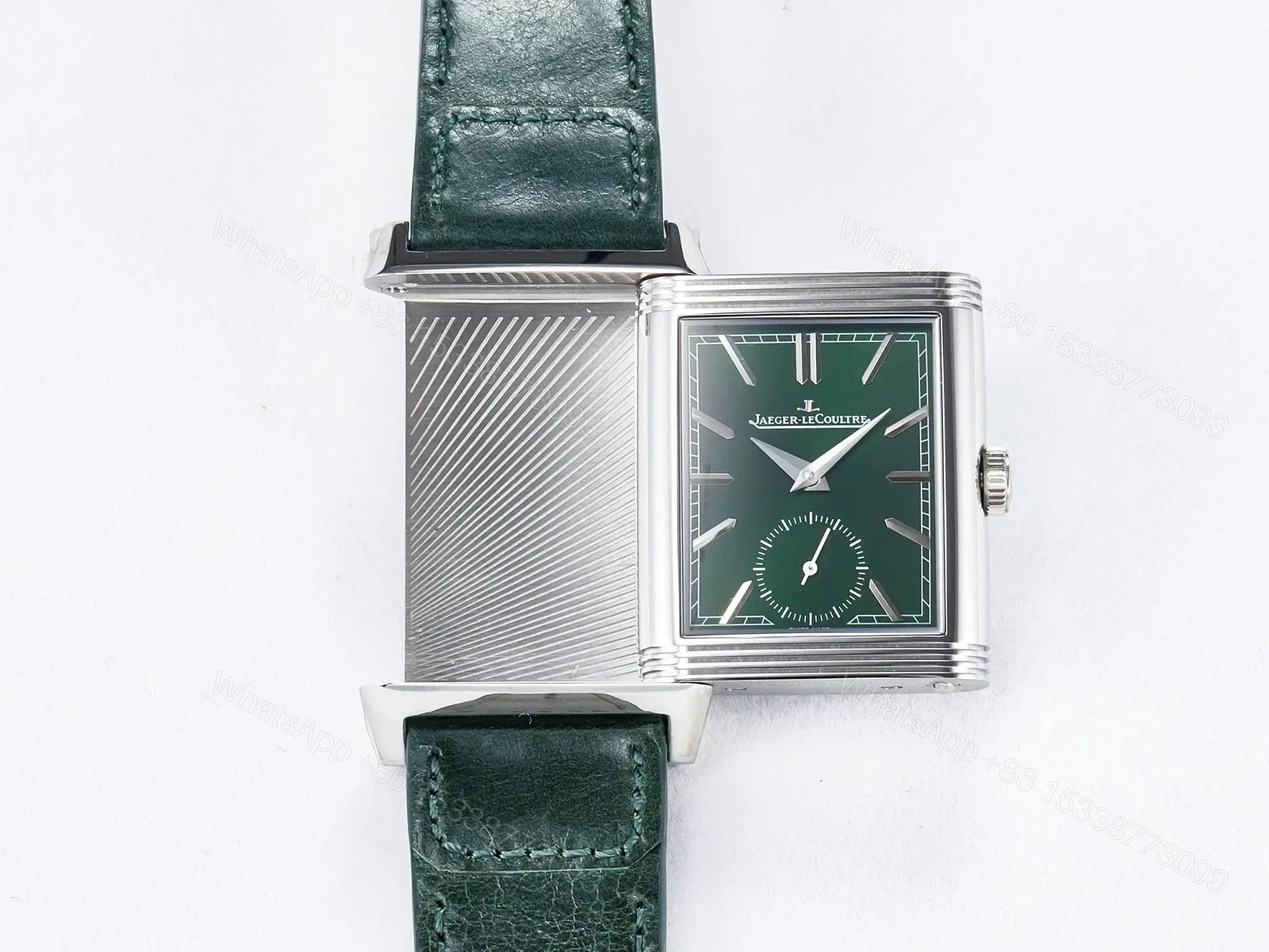 View 16 of Reverso Classic Duoface Small Seconds SS MGF Best Edition White Textured Dial on Black Leather Strap A854A
