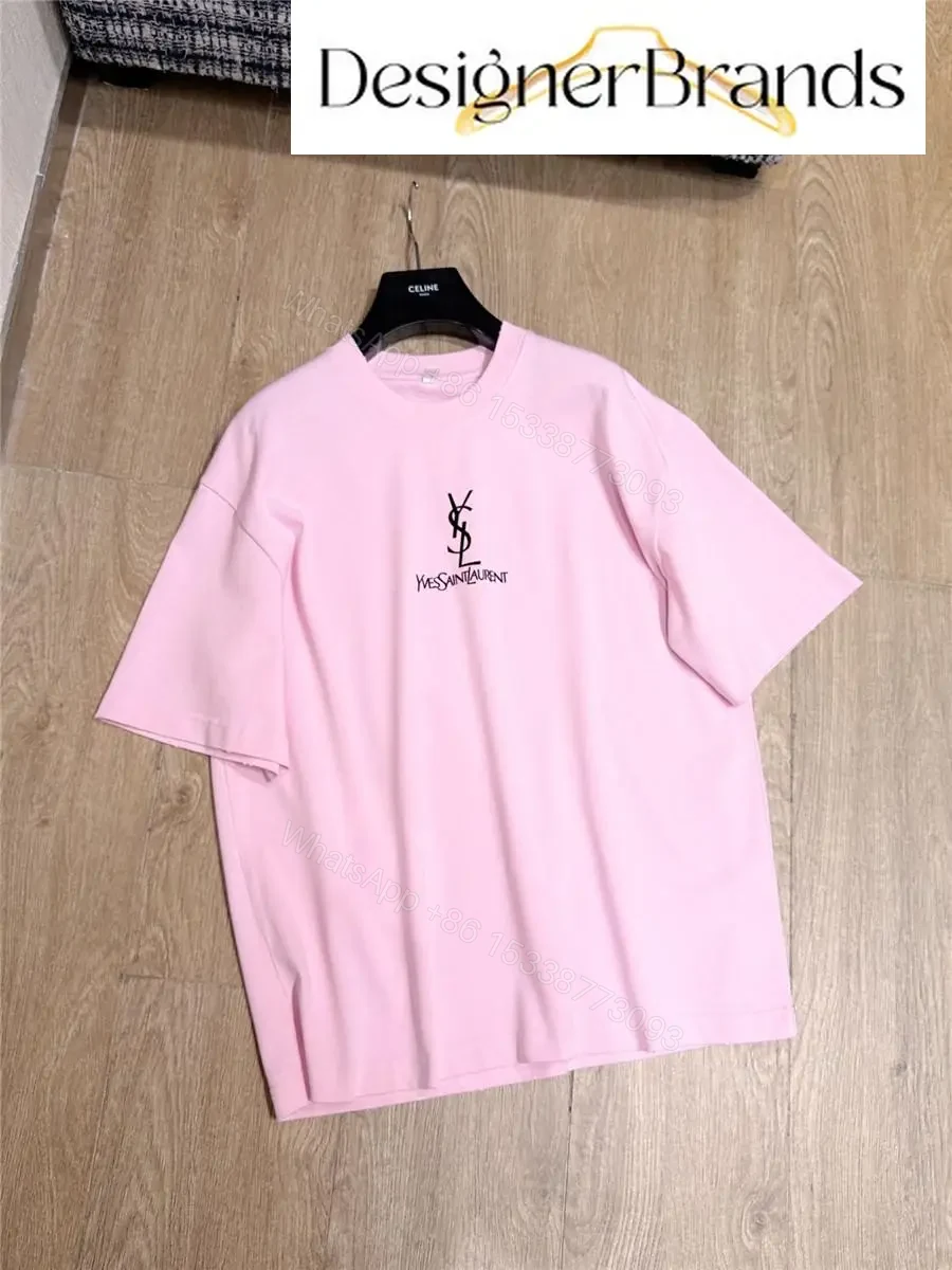 View 5 of Soft Pink Monogram Tee - Luxe Cotton Blend, Casual Couture