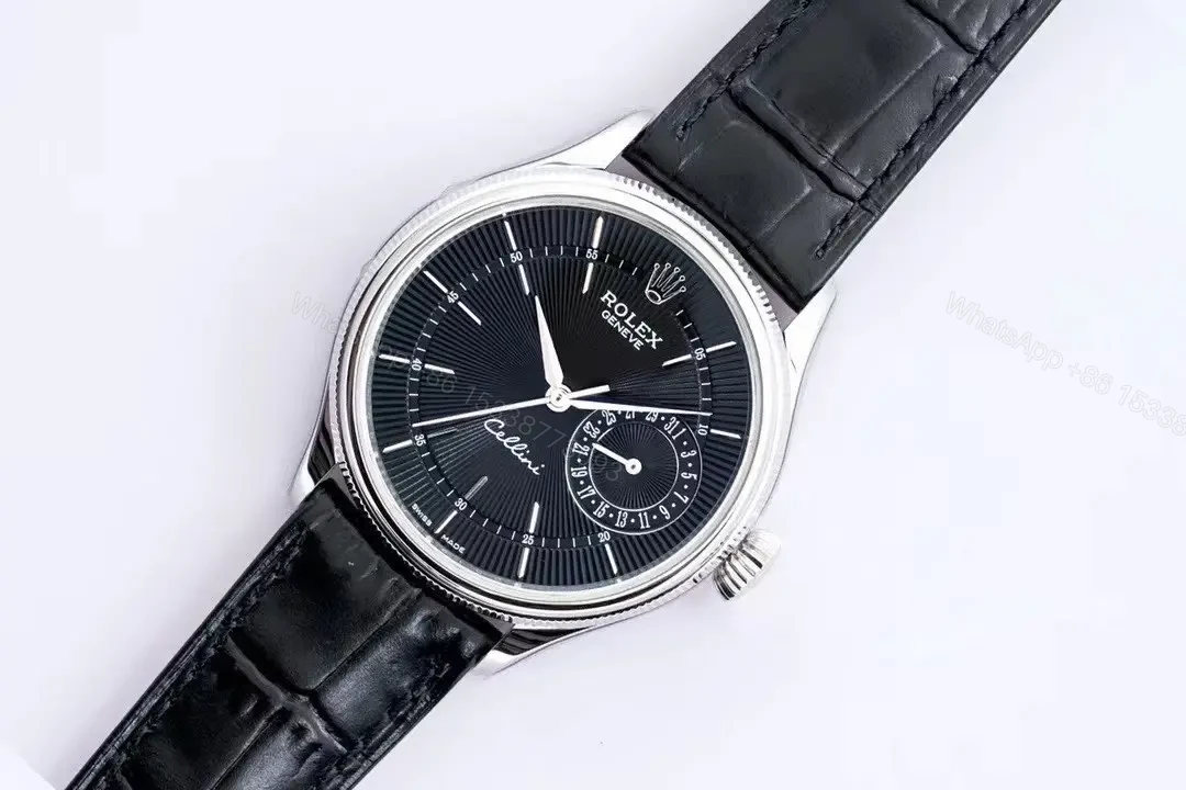 View 2 of Premium Rolex Cellini Date 50519 replica 39MM Brown Leather Strap Edition 50519-0014
