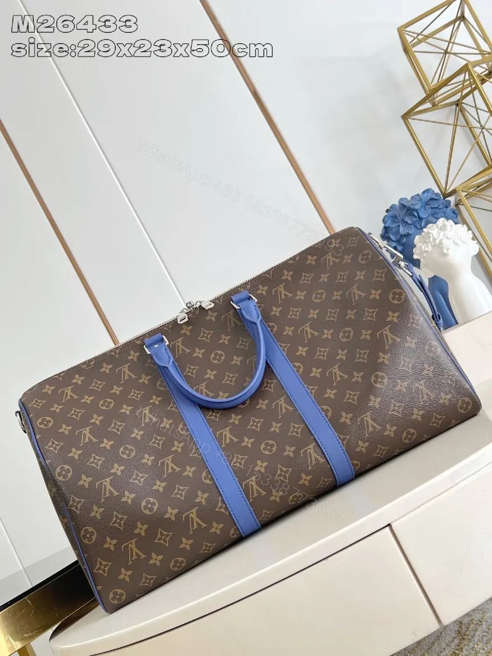 View 3 of Blue-Accented Monogram Weekender Duffel