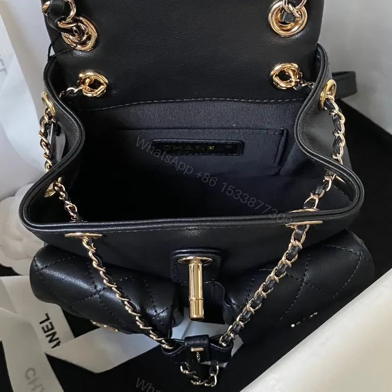 View 5 of Chanel-Inspired Black Quilted Backpack Set: Luxe, All-Day Comfort