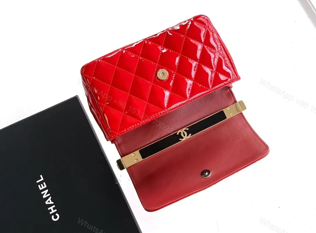 View 7 of Statement Red Quilted Calf Leather Compact Handbag
