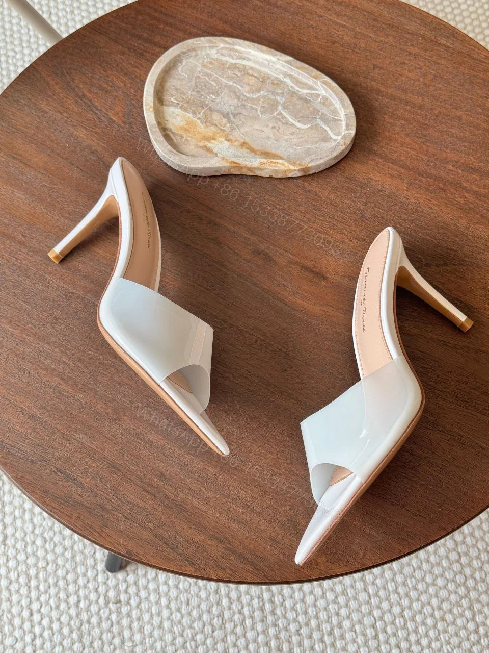 View 6 of Gianvito Rossi Elle 105 TPU and patent leather mules