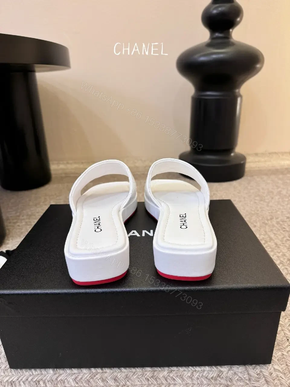 View 6 of White Quilted Slide — Luxe Minimalist, Cushioned Comfort