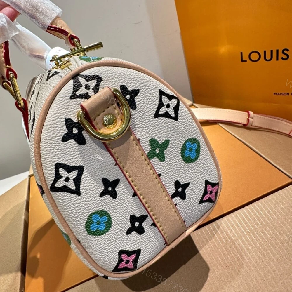 View 4 of Louis Vuitton Speedy 25 Handbag Monogram Canvas In Multicolor 25Cm
