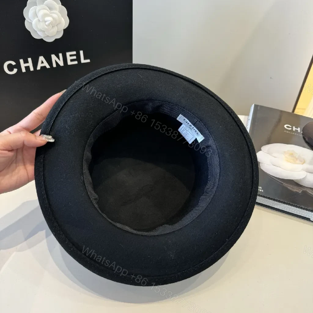 View 5 of Black Felt Fedora with White Satin Band – Designer-Inspired Fedora