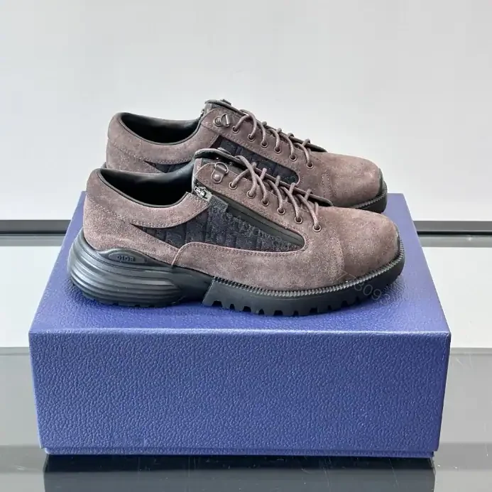 View 7 of DIOR COMBAT DERBY SHOES DEEP BROWN SUEDE AND BLACK OBLIQUE JACQUARD – CD198