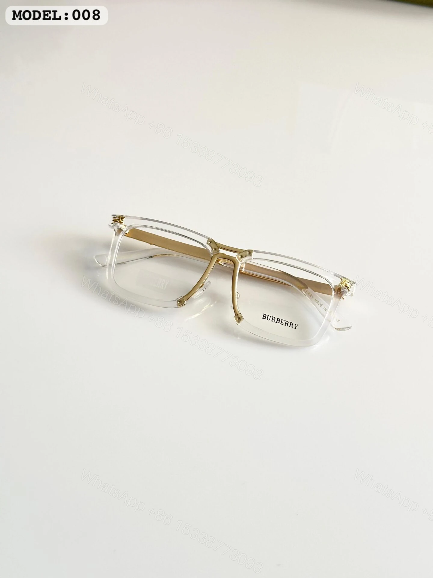 View 2 of Burberry 008 Transparent Plastic Square Glasses