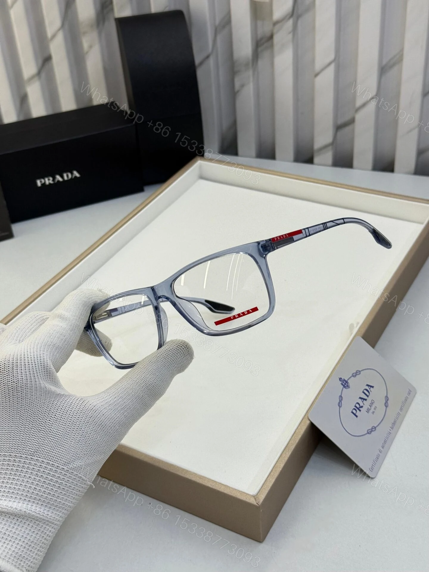 View 2 of Prada Rectangle Unisex Optical Frame Black
