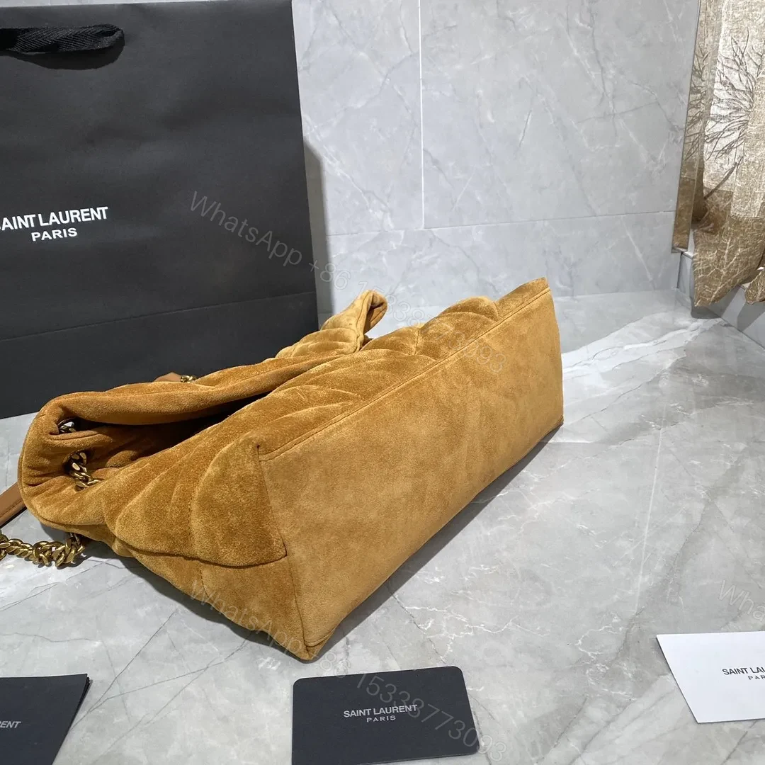 View 4 of SAINT LAURENT Puffer Toy quilted leather-trimmed suede shoulder bag