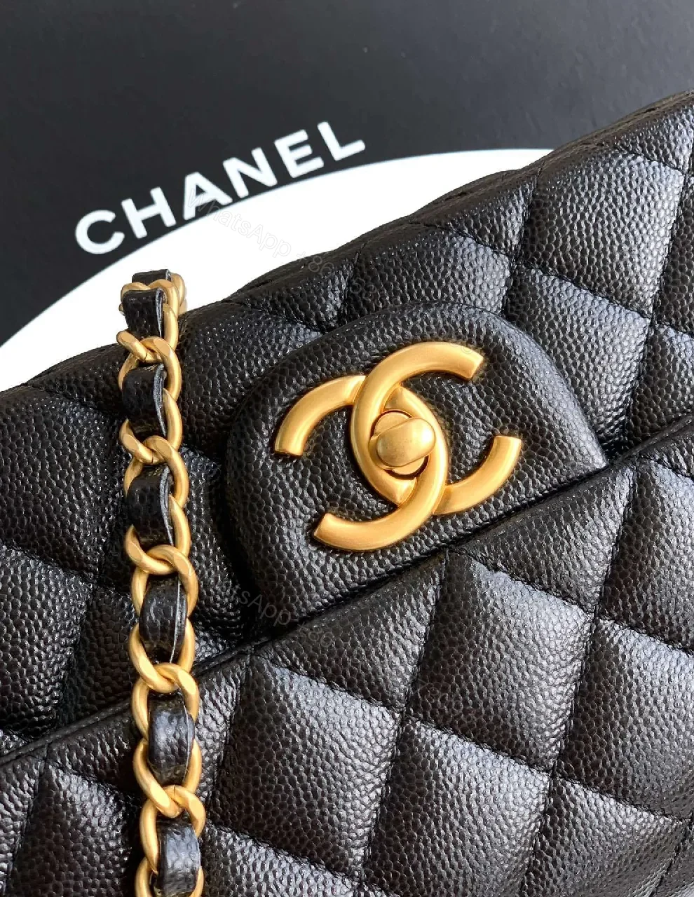 View 5 of Chic Quilted Flap Bag with Gold Chain Handle