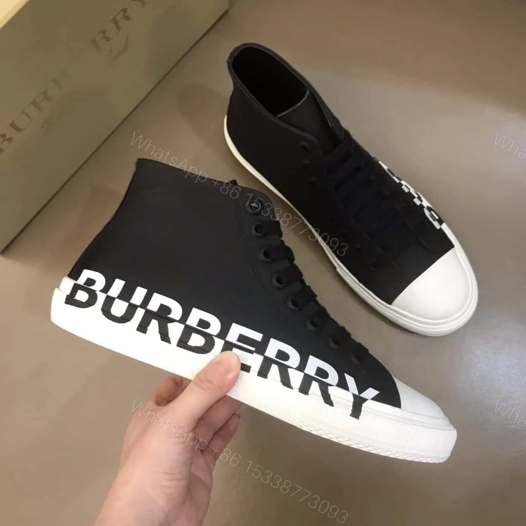 View 6 of BURBERRY LOGO PRINT GABARDINE HIGH-TOP SNEAKERS – BBR31