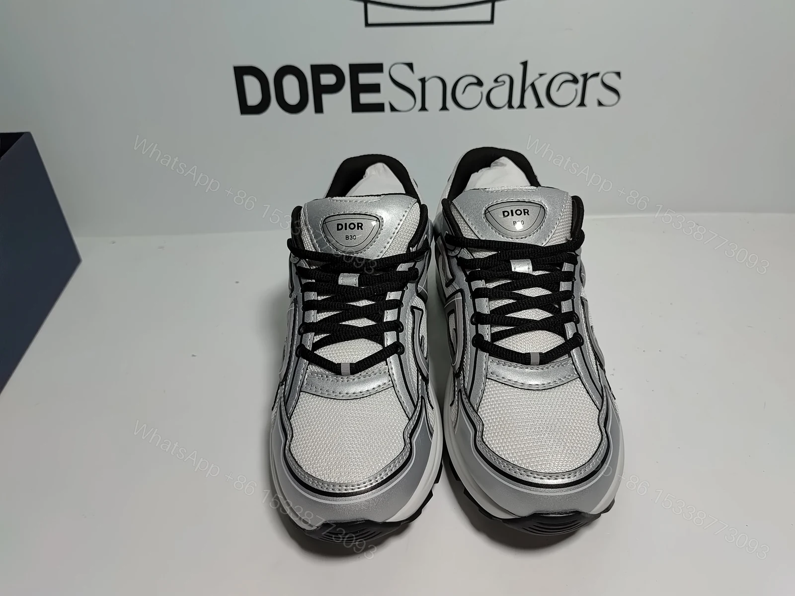 View 11 of Dior B30 White Mesh Silver-Tone Metallic Calfskin
