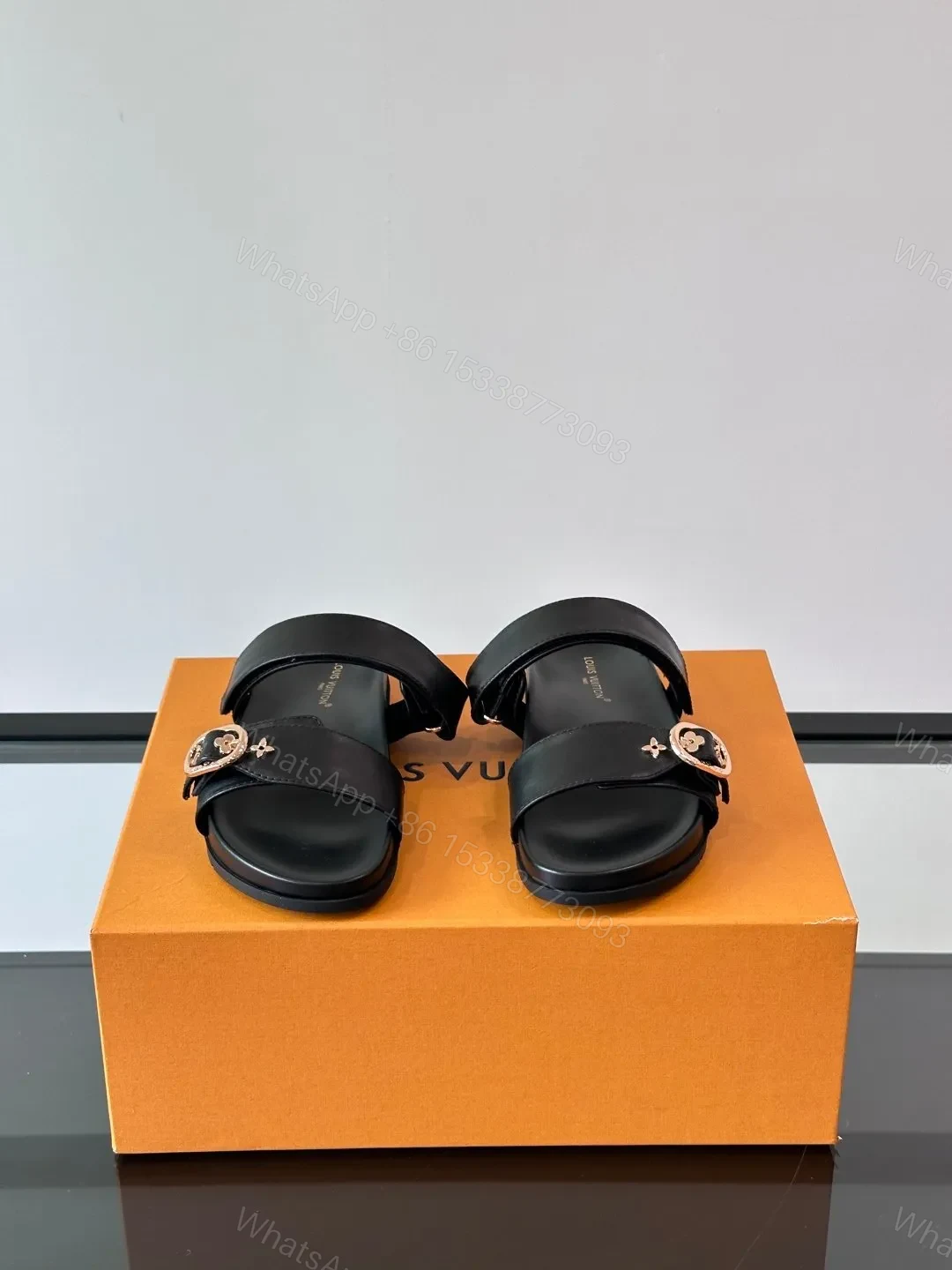 View 2 of LV Men Black Leather Slides