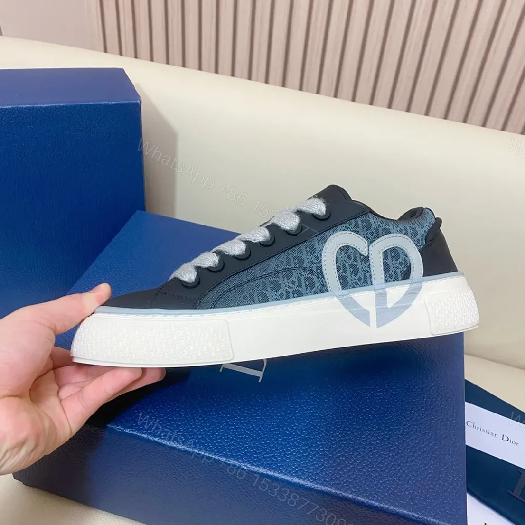 View 8 of Black Leather Trainers, Dior-Style High-Tops, Bold Branding, Luxury Casual Sneakers
