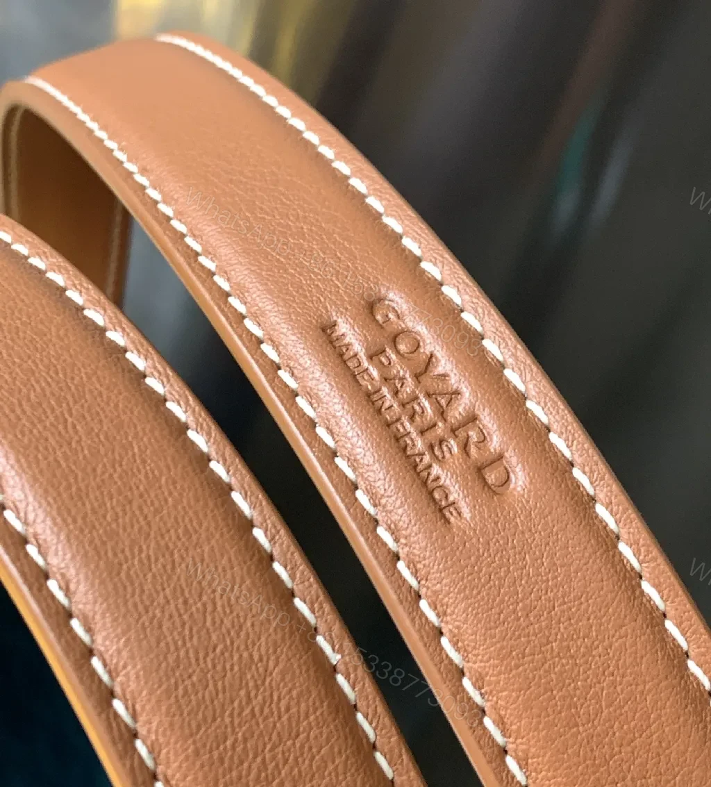 View 3 of Canvas Tote: Signature Stripes, Cognac Handles, Everyday Luxury