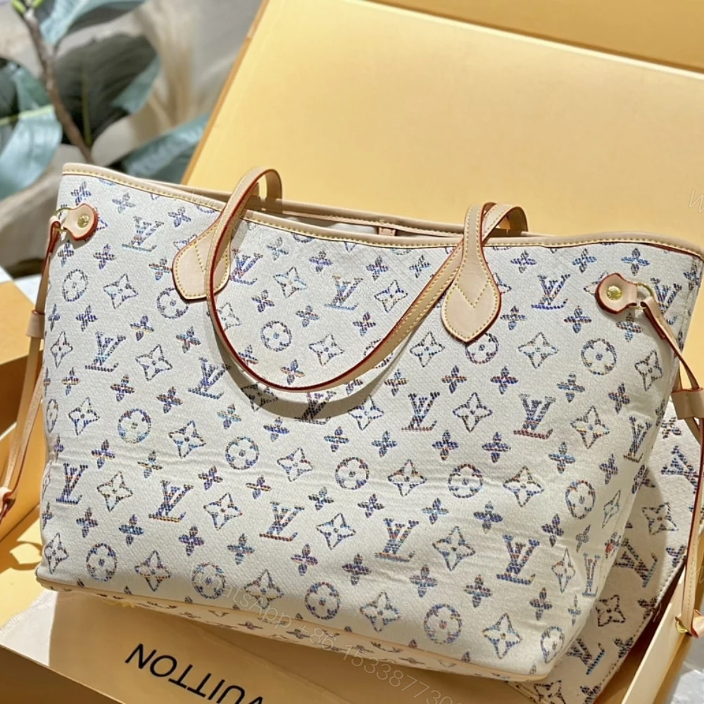 View 4 of Louis Vuitton Neverfull MM Monogram Jacquard Fabric Multicolor Beige 32Cm M24905