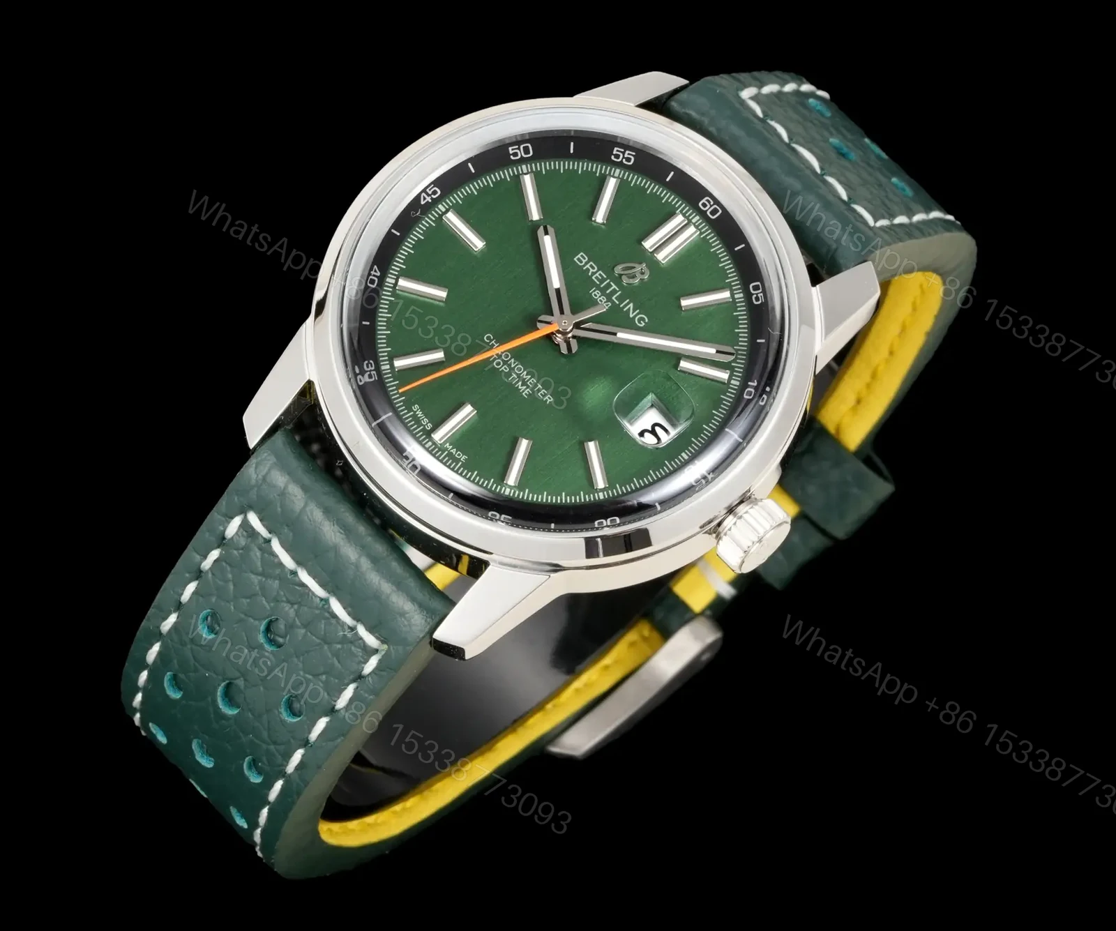 View 2 of Breitling Top Time B31 Green Replica Leather Strap 38MM Premium AB3113281A1X1