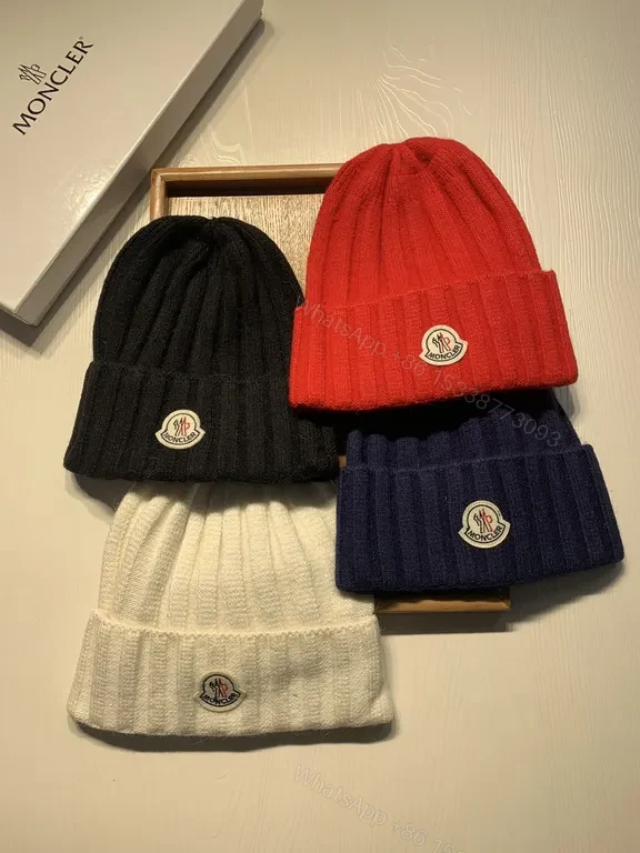 View 8 of Bold Red Rib-Knit Beanie: Moncler Warmth & Luxury Style