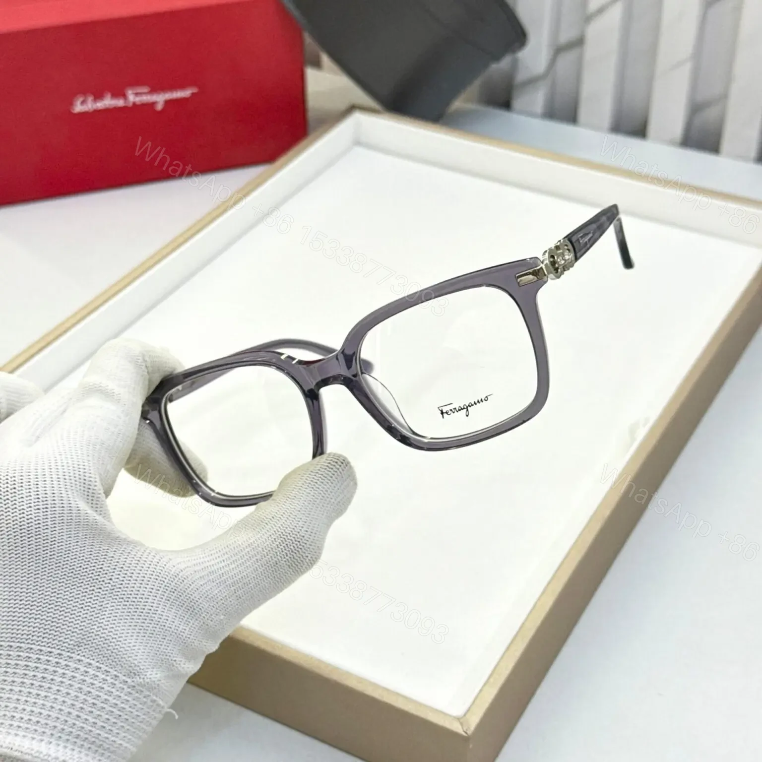 View 2 of Salvatore Ferragamo Eyeglasses Grey Unisex