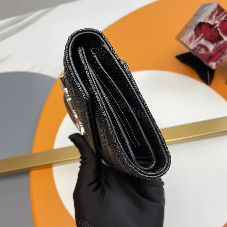 View 6 of Compact Luxe Wallet on Chain: Textured Leather, YSL Hardware
