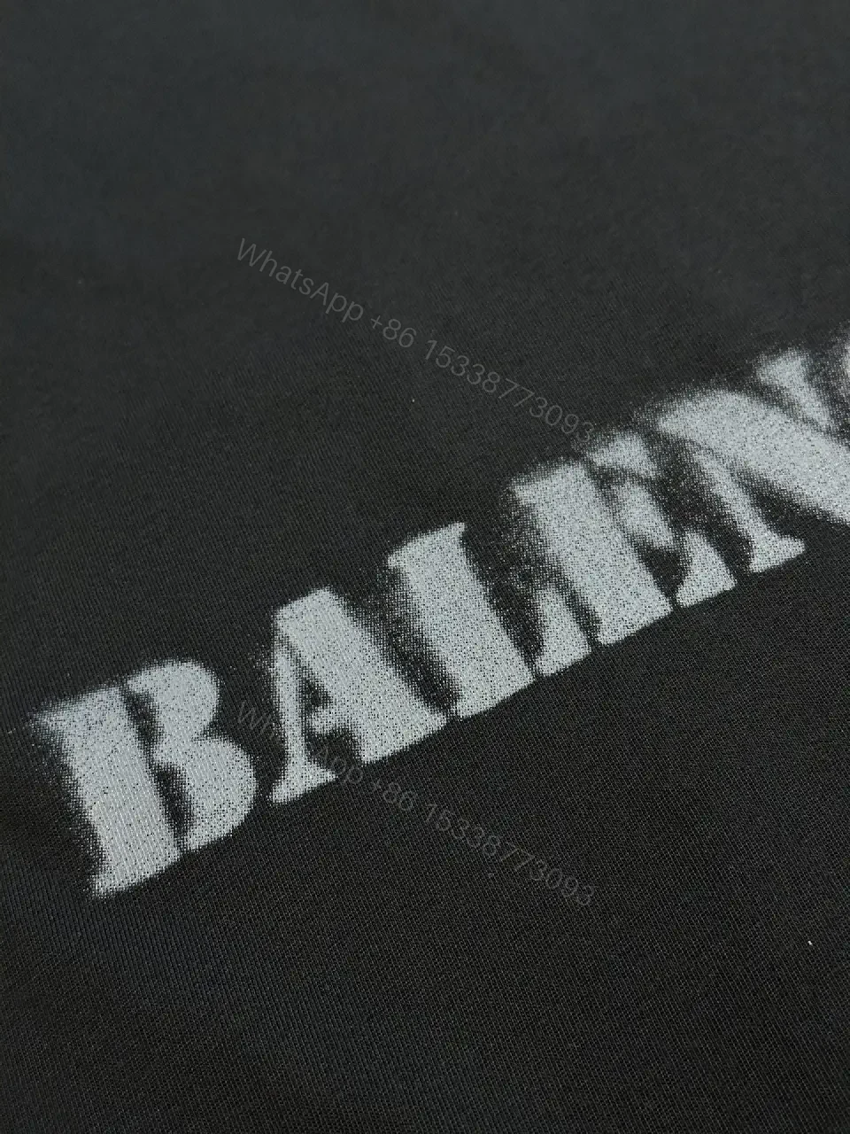 View 4 of Dark Charcoal Oversized Tee with Faded BALenciaga Logo Print Pro