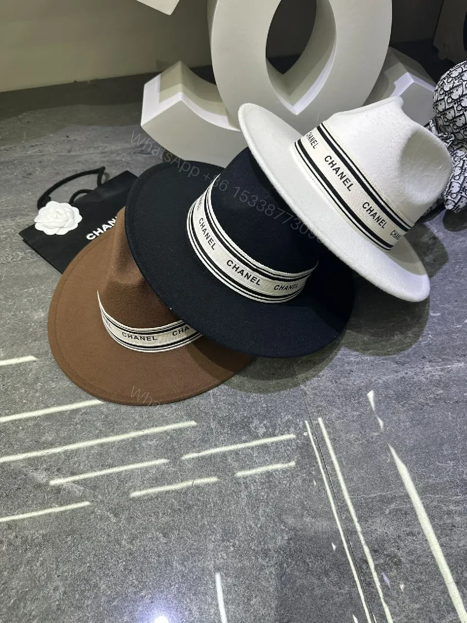 View 9 of Chanel-Inspired Felt Fedora: Structured Luxury Hat