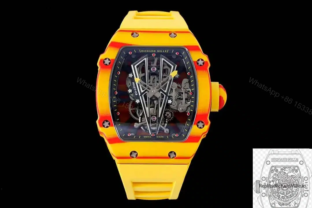 View 5 of Replica RM 27-03 Rafael Nadal Tourbillon Yellow Rubber Strap