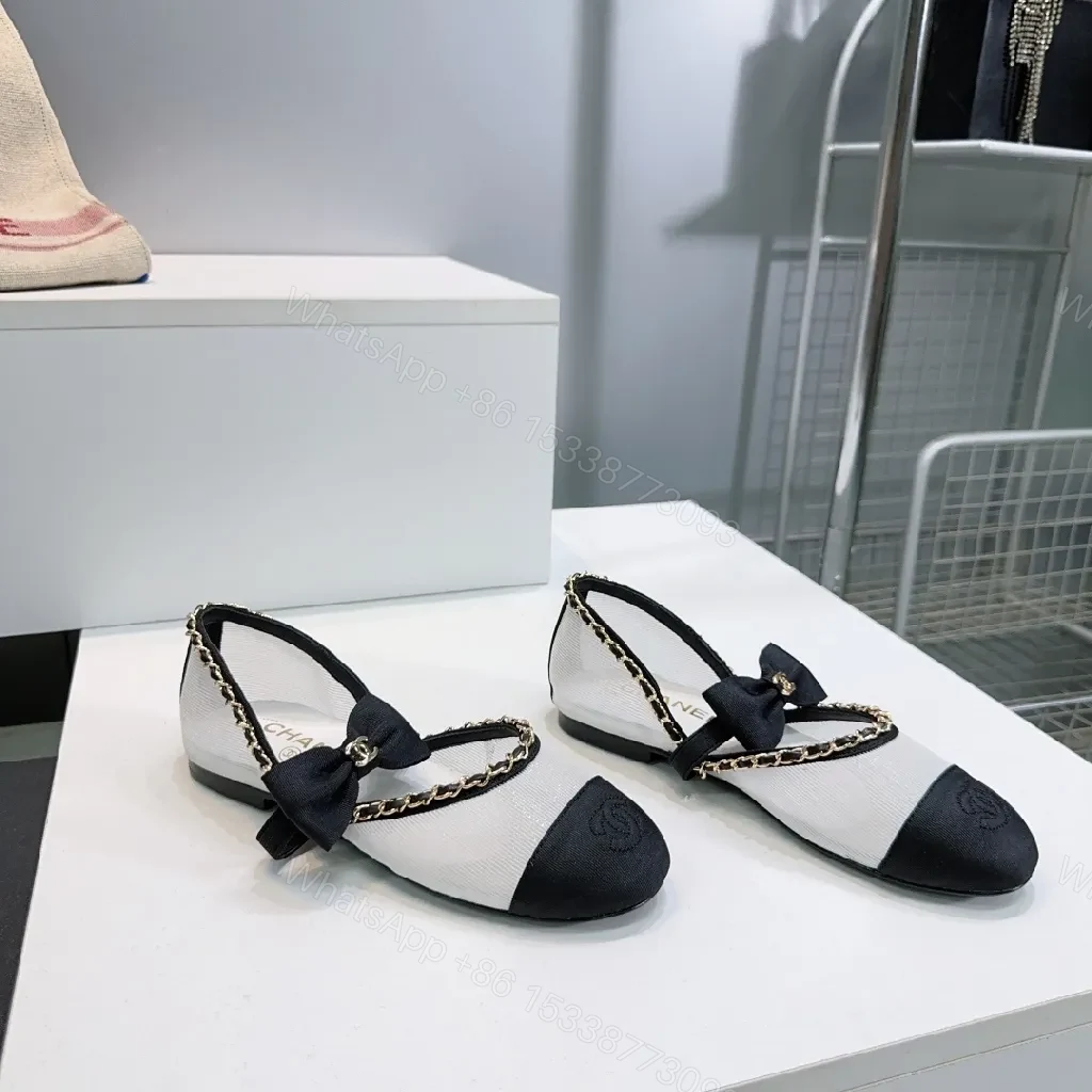 View 3 of Two-tone Luxe Slingback Flats: All-Day Comfort, Bow Accent