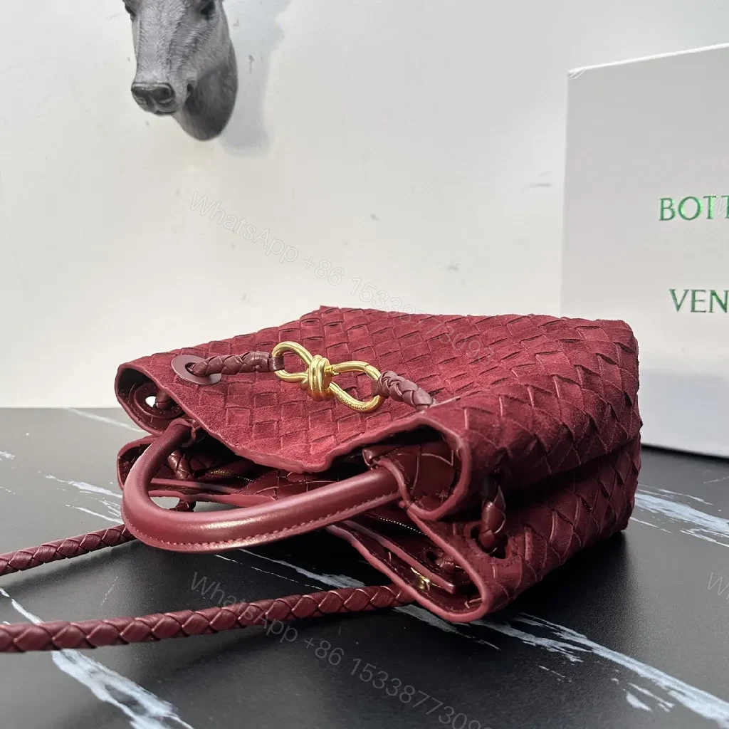 View 5 of Textured Burgundy Weave Everyday Mini Bag with Gold Hardware