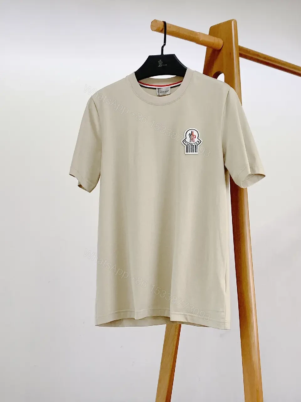 View 8 of Light Beige Knit Casual Logo Patch T-Shirt