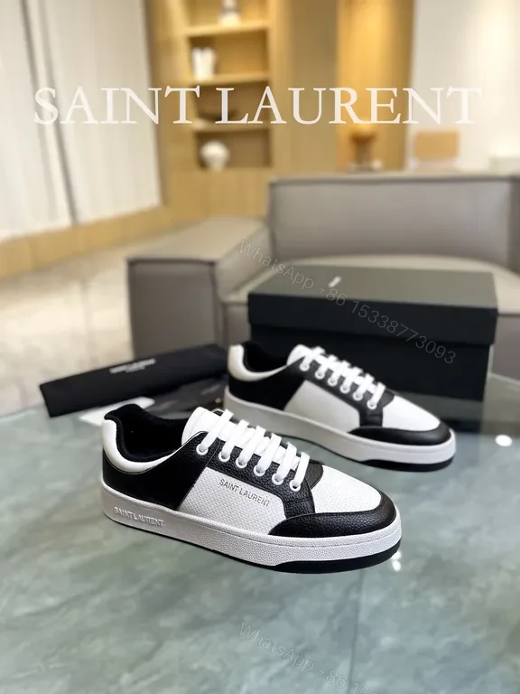 View 4 of Monochrome Leather-Textured Low-Tops with Subtle Accents Sneakers