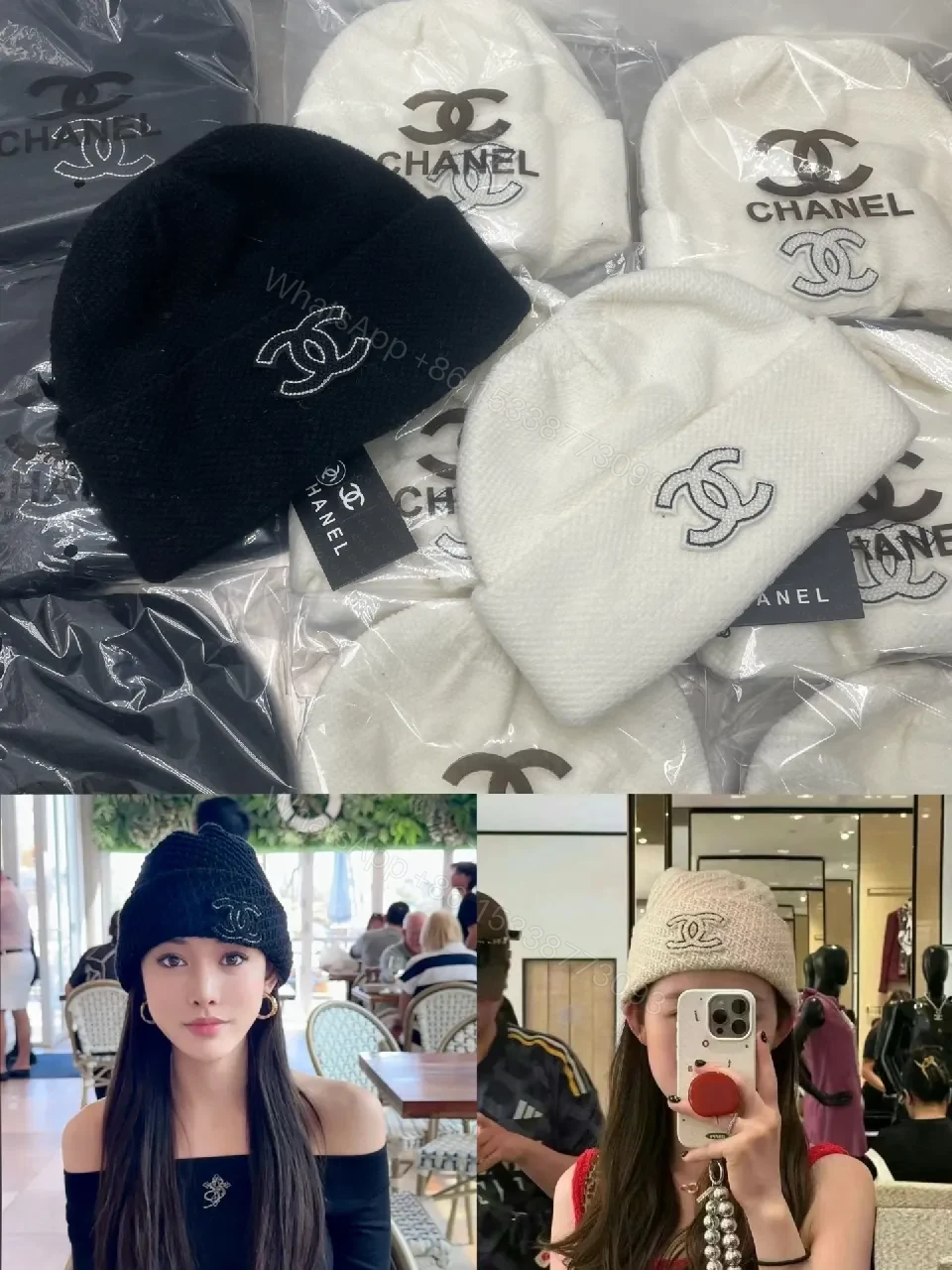 View 2 of Black Knit Beanie - Luxury Logo, All-Season Comfort