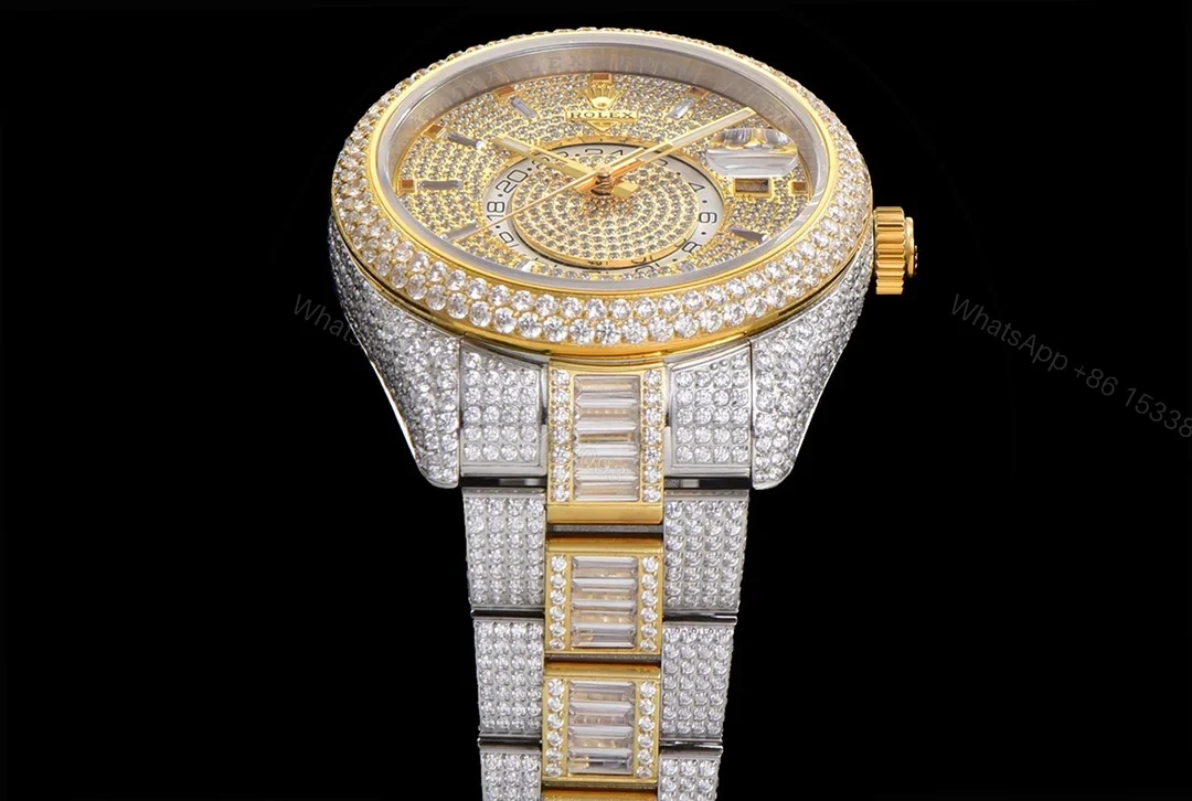 View 4 of Rolex Sky-Dweller Gold Diamond Replica 42MM Exclusive Two-Tone Bracelet RG-ROLEX-SKYDWELLER-GOLD-DIAMOND-42