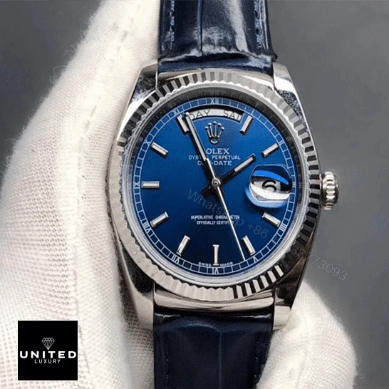 View 10 of Rolex Day-Date 118139-0004 V5 Stainless Steel Blue Dial Replica