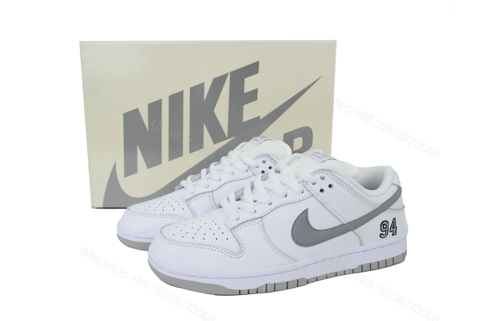 View 7 of Nike Supreme x Dunk Low SB 'White Metallic Silver' HQ8487-100