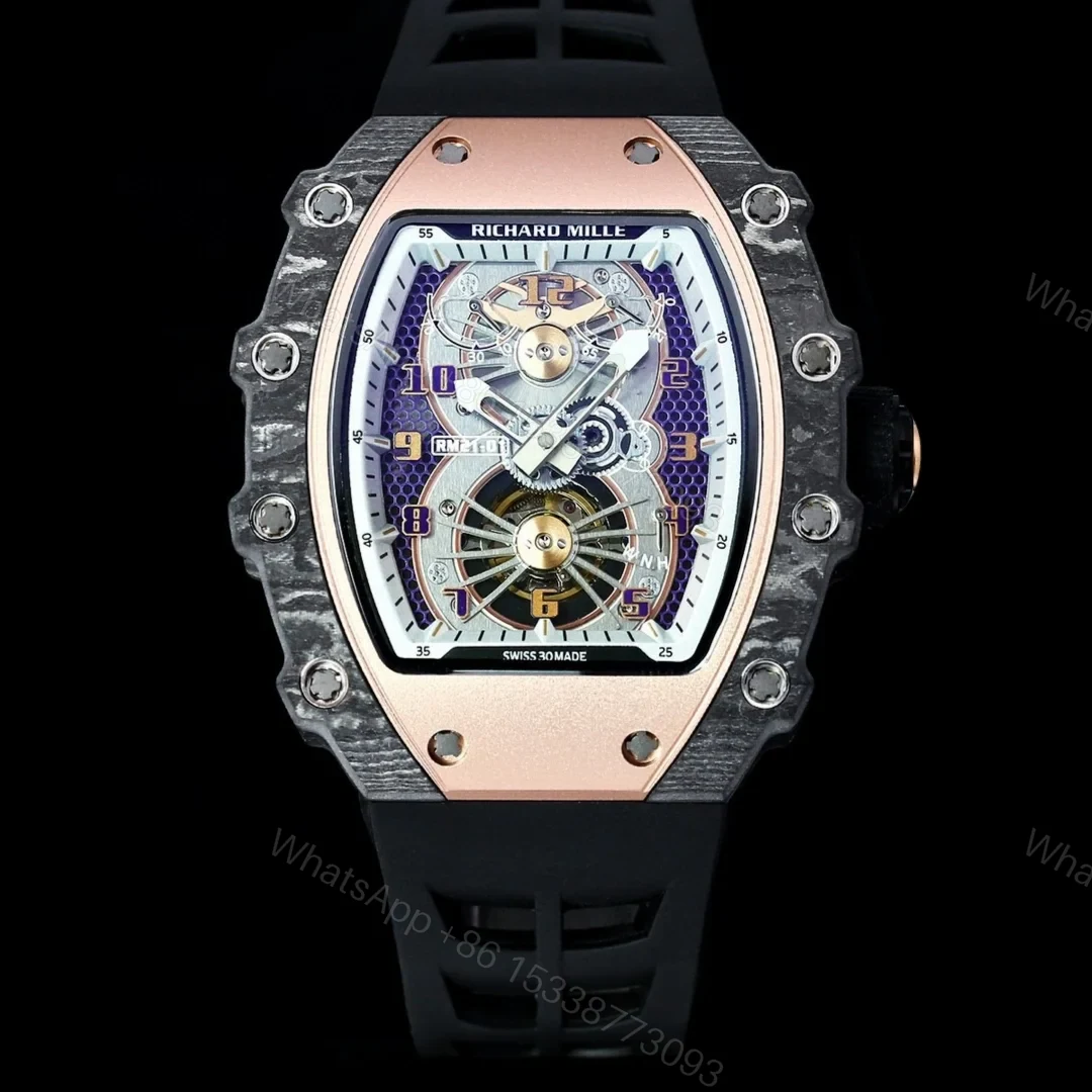 Richard Mille RM21-01 Automatic Skeleton Watch 40MM Black Carbon Fiber Case Aerospace Design Premium Edition RM-RM21-01-BLK-CARBON-SKL-40 — view 1